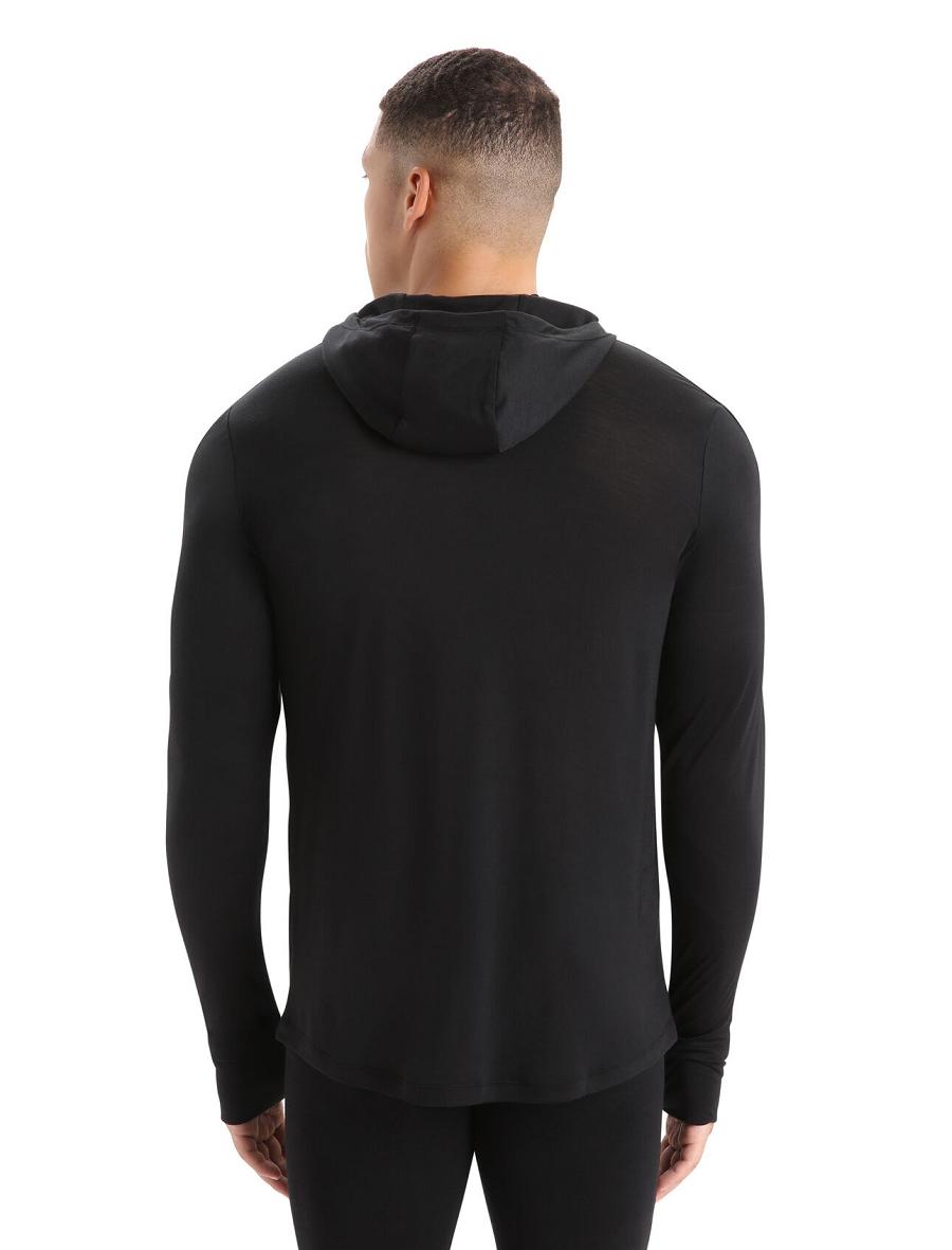 Black Icebreaker Cool-Lite™ Merino Hoodie Men's Long Sleeve | AU 1228PJJQ